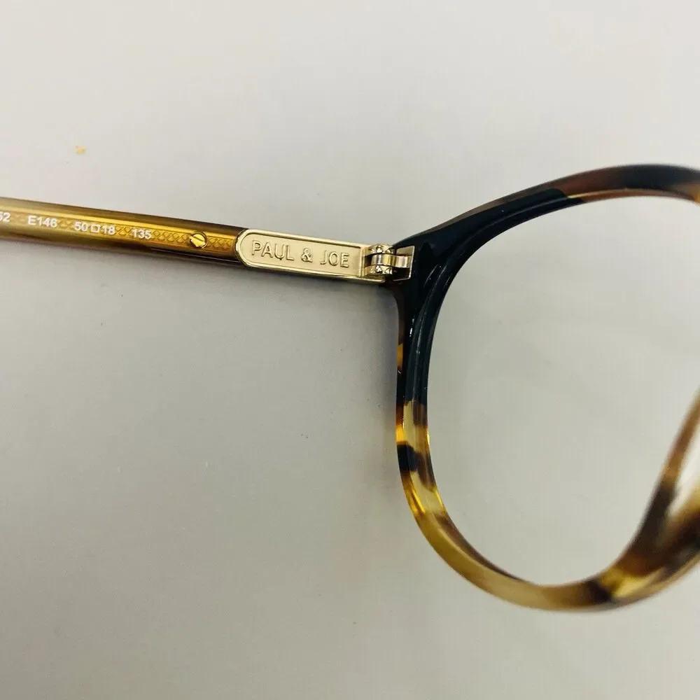 Paul & Joe Seaport Eyeglasses Frames 50-18-135 Brown Tortoise Floral tip w/ case